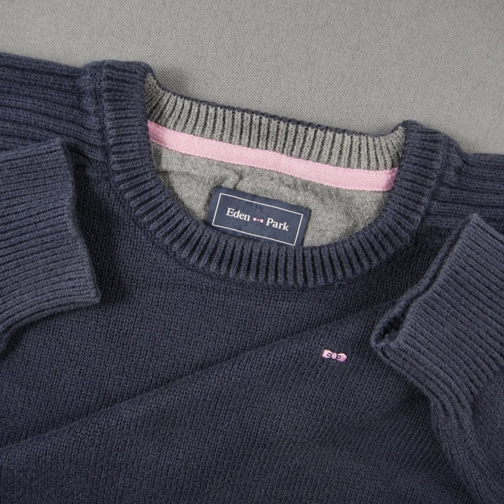 Eden Park Elbow Patches Pink Bow Tie Cotton Crewneck Sweater Mens L Golf Preppy